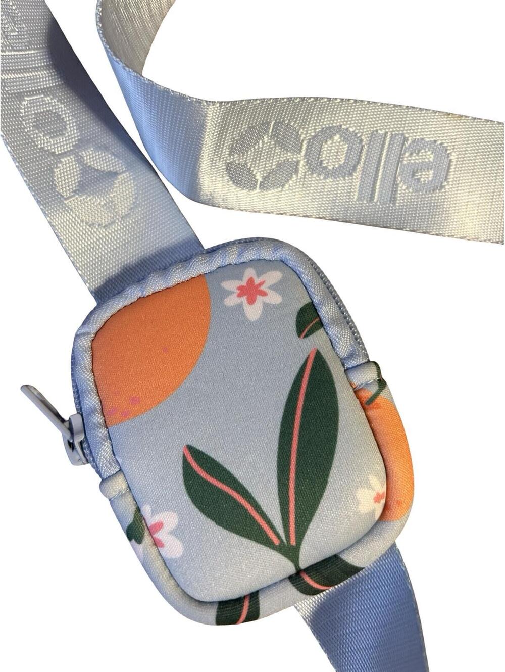 Ello Floral‎ Mini Crossbody Pouch Adjustable Logo Strap Blue Small Zip Bag